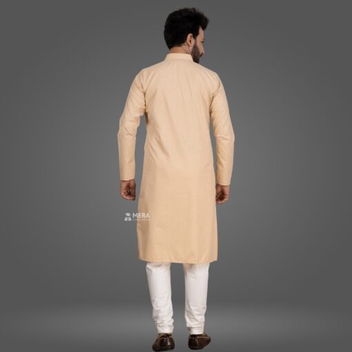 ''Back View of Mellow Buff Kurta and Pajama''>