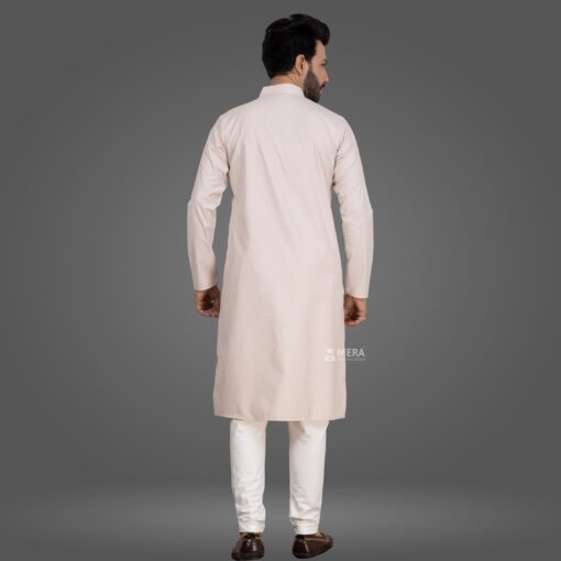 ''Back View of Nude Pink Kurta and Pajama''>