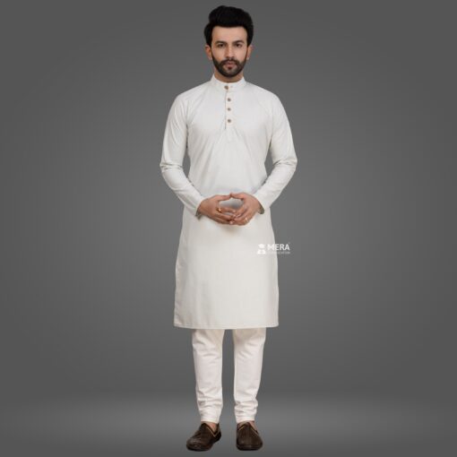 ''Greenish Grey Premium Cotton Kurta and Pajama''>