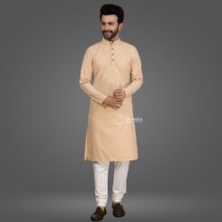 ''Mellow Buff Cotton Kurta and Pajama''>