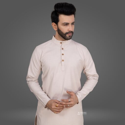 Nude Pink Traditional Cotton Kurta and Pajama