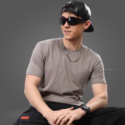 ''Ash Grey Solid Tee''>