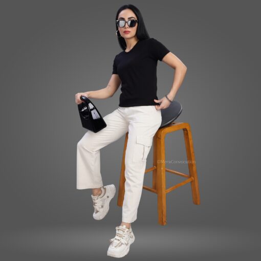 ''Black Tencel Premium Women Half Sleeve Tshirt''>