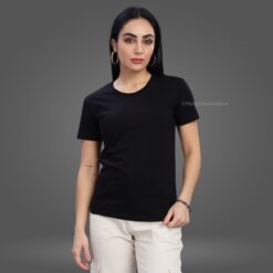 ''Black-Women-Premium-Crew-Neck-Tshirt''>