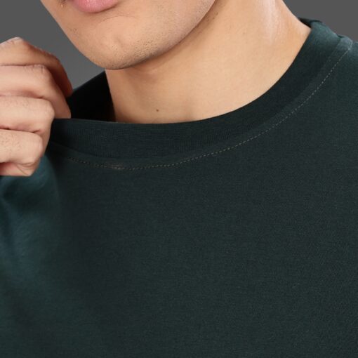 ''Bottle Green Crew Neck Rib''>