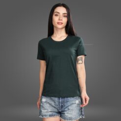''Bottle Green Women Premium Crew Neck Tshirt''>