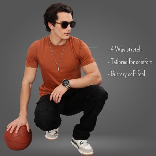 ''Brown Crew Neck Tee''>