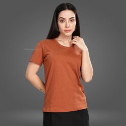 ''Brown Women Premium Crew Neck Tshirt''>