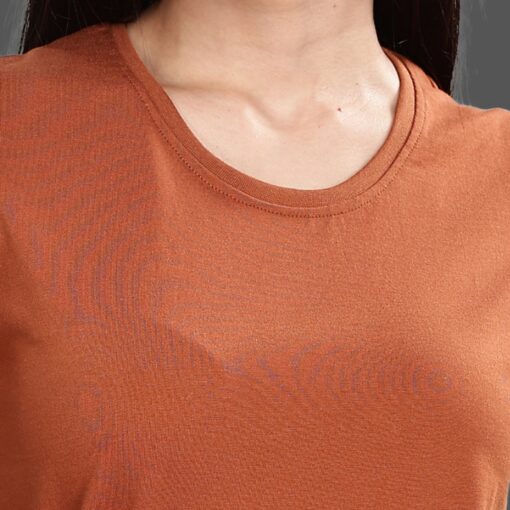 ''Brown Women Tee Rib''>