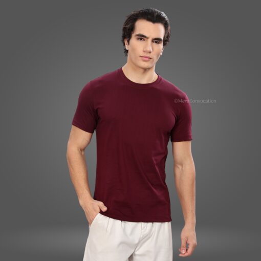 ''Burgundy Cotton Tshirt''>