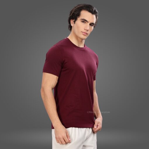 ''Burgundy Half Sleeve Tshirt''>