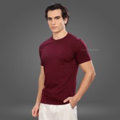 ''Burgundy Premium Crew Neck Tee''>