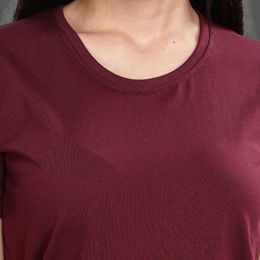 ''Burgundy Women Tee Rib''>