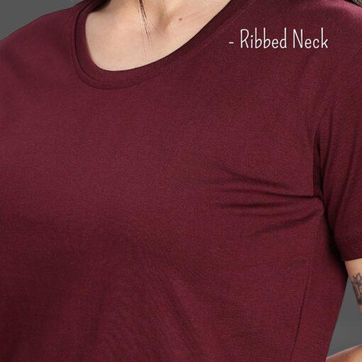 ''Burgundy Women Tshirt Rib''>