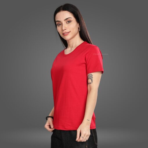 ''Cherry Red Women Half Sleeve Tshirt''>