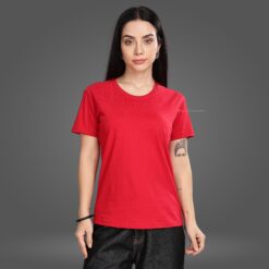 ''Cherry Red Women Premium Crew Neck Tshirt''>