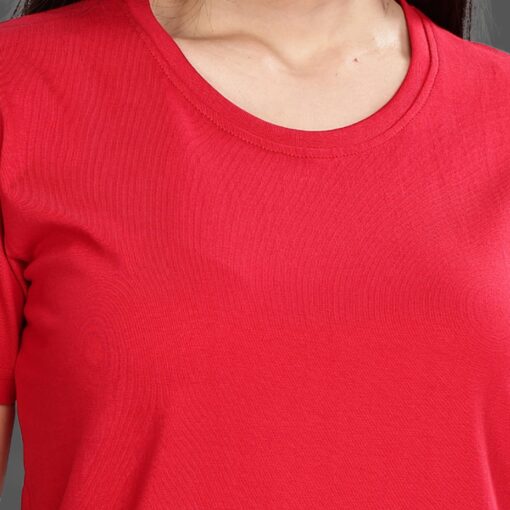 ''Cherry Red Women Tee Rib''>