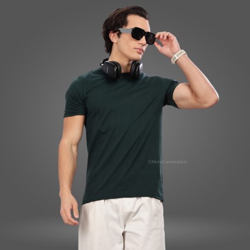 ''Bottle Green Premium Crew Neck Tee''>
