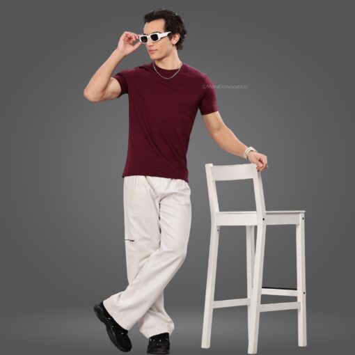 ''Burgundy Half Sleeve Tshirt''>