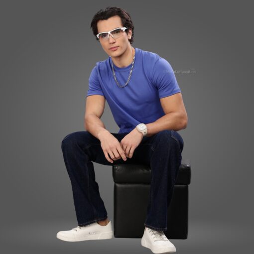 ''Classic English Blue Half Sleeve Tshirt''>