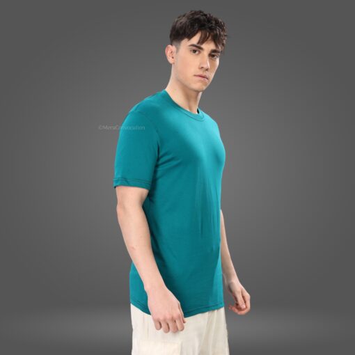 ''Classic Peacock Blue Premium Half Sleeve Tee''>