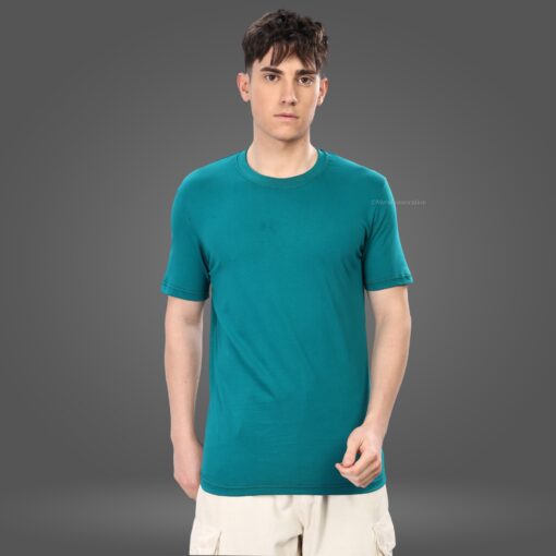 ''Classic Peacock Blue Premium Half Sleeve Tshirt''>