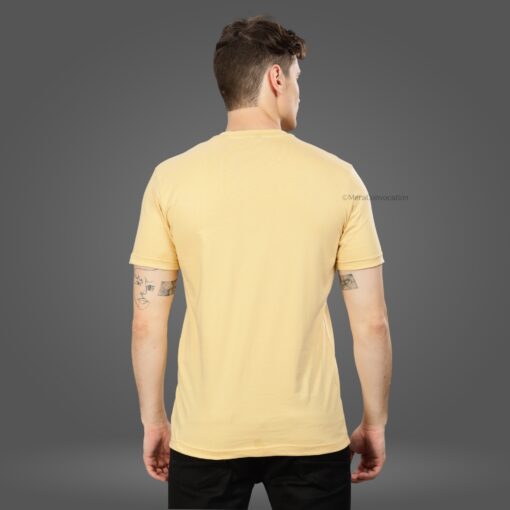 ''Cream Half Sleeve Round Neck Tshirt''>