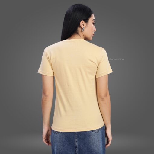 ''Cream Half Sleeve Women Tshirt''>