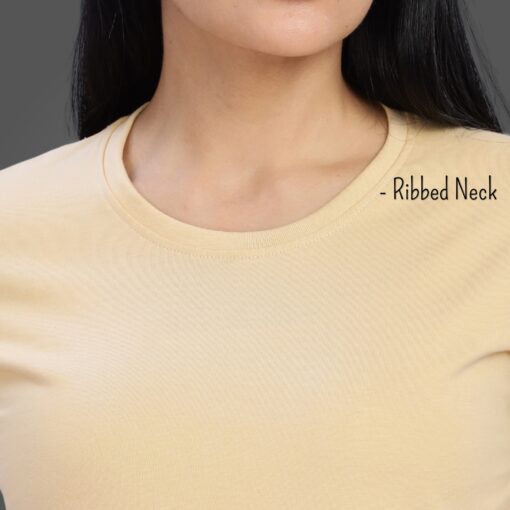 ''Cream Women Tshirt Rib''>