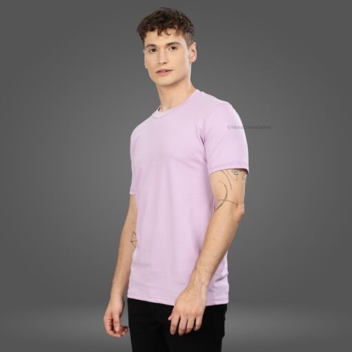 ''Lilac Half Sleeve Round Neck Tee''>