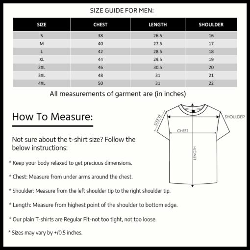 ''Mens Crew Neck Tshirt Size Chart''>