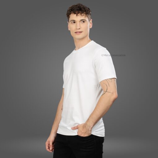 ''Milky White Half Sleeve Tshirt''>