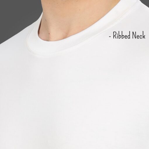 ''Milky White Tshirt Crew Neck Rib''>