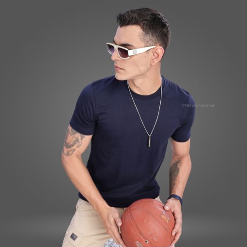 ''Navy Blue Crew Neck Tee''>