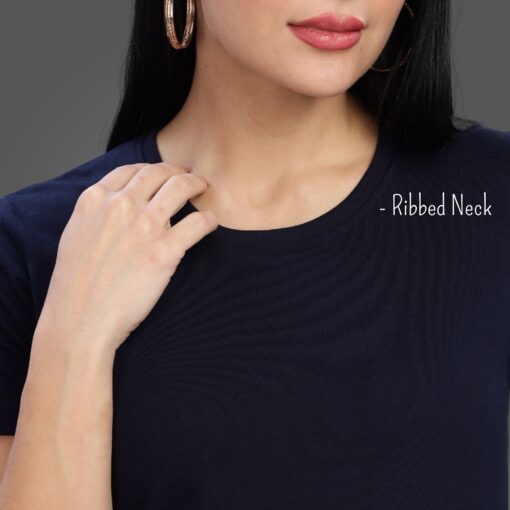 ''Navy Blue Women Tshirt Rib''>