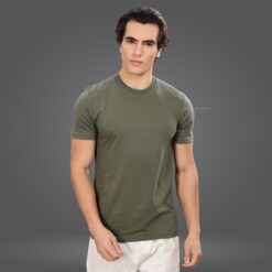 ''Olive Green Half Sleeve Tshirt''>