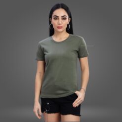 ''Olive Green Women Premium Crew Neck Tshirt''>