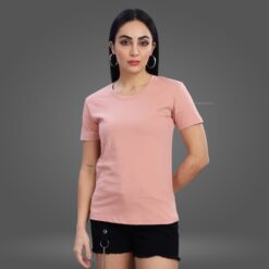 ''Peach Women Premium Crew Neck Tshirt''>