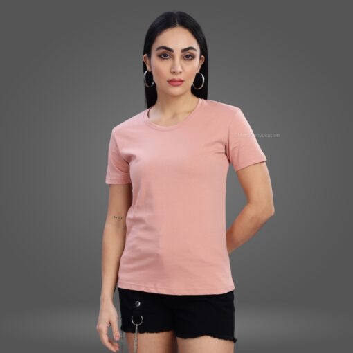 ''Peach Women Premium Crew Neck Tshirt''>