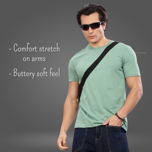 ''Pistachio Half Sleeve Crew Neck Tshirt''>