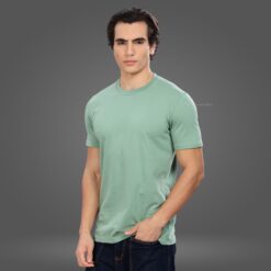 ''Pistachio Half Sleeve Round Neck Tee''>