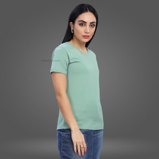 ''Pistachio Tencel Premium Women Half Sleeve Tshirt''>