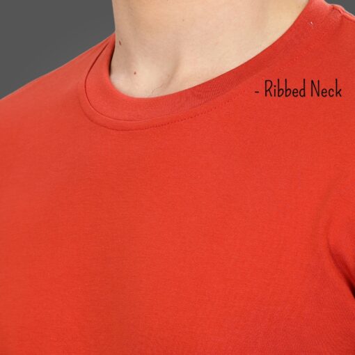 ''Rust Orange Crew Neck Tee Rib''>