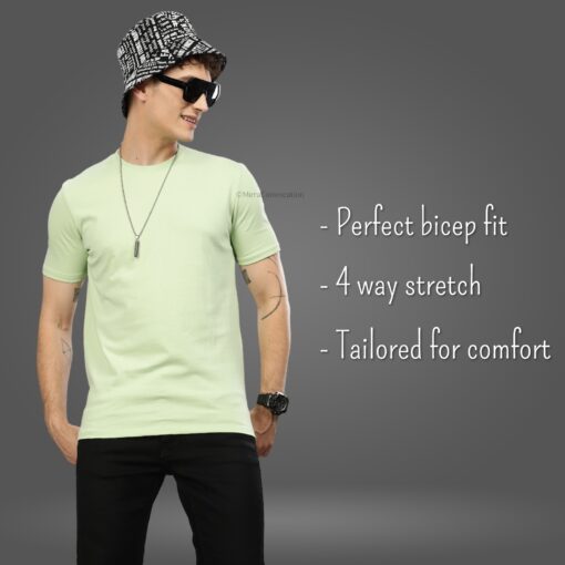 ''Seafoam Green Half Sleeve Crew Neck Tshirt''>
