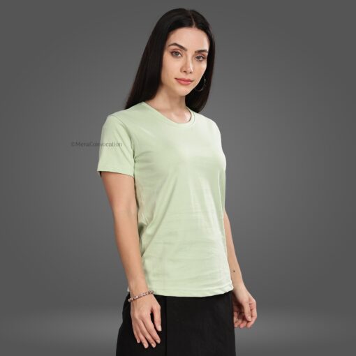 ''Seafoam Green Tencel Premium Women Half Sleeve Tshirt''>