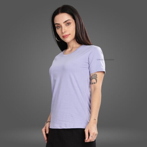 ''Sky Blue Crew Neck Half Sleeve Women Tee''>