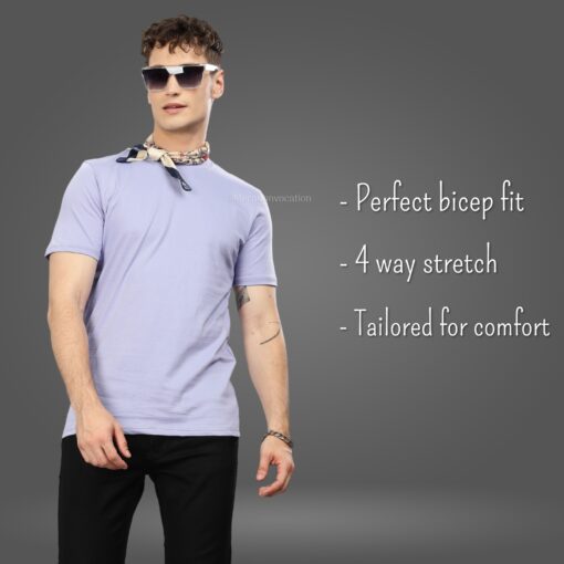 ''Sky Blue Half Sleeve Crew Neck Tshirt''>