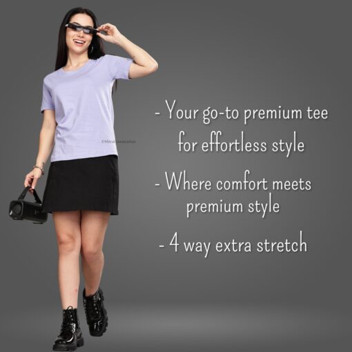 ''Sky Blue Round Neck Women Tshirt''>