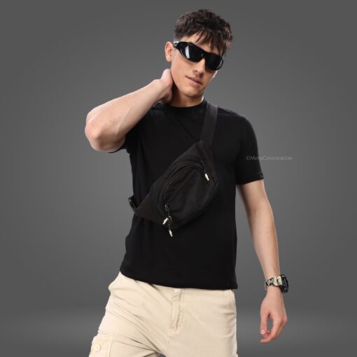 ''Solid Black Crew Neck''>