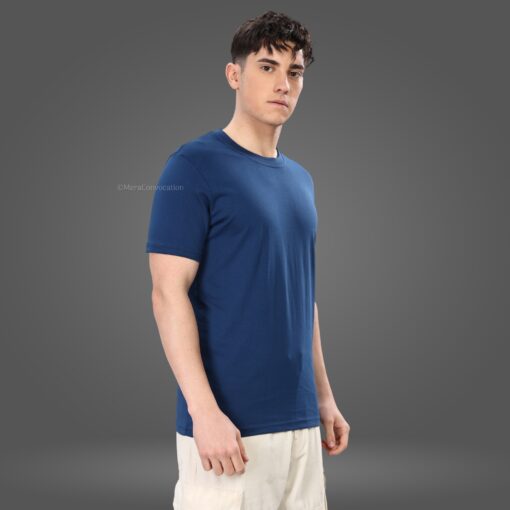 ''Teal Blue Crew Neck Tshirt''>